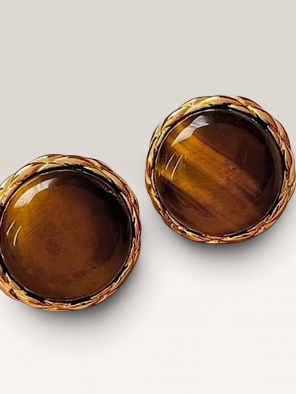 Tigers eye stud earrings; .79" round; NWOT